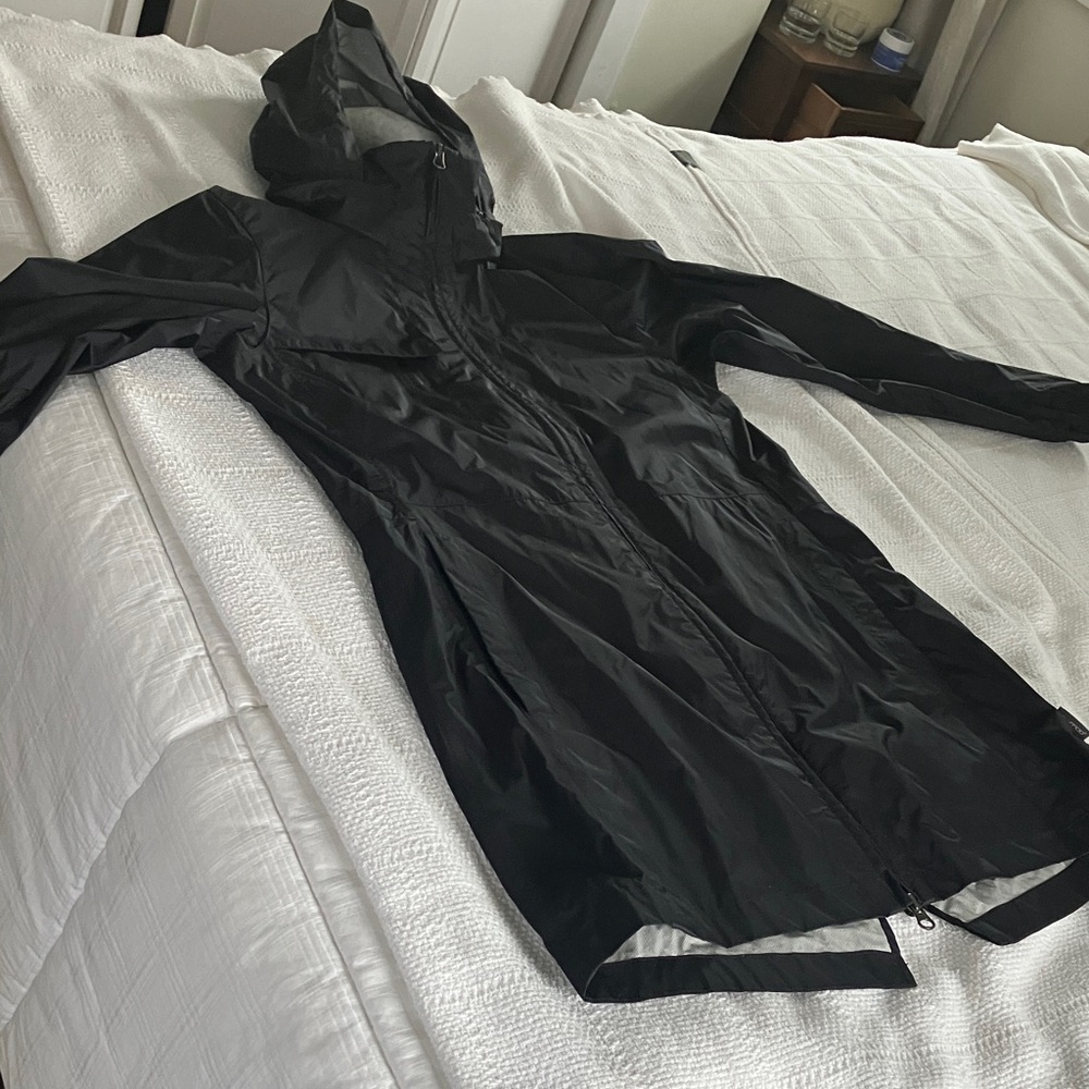 Women's Black Hooded Raincoat